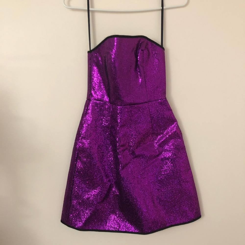 ASOS purple glitter strapless mini